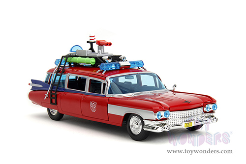 Jada Toys - Hollywood Rides | Ghostbusters™ Ecto-1™ Cadillac Ambulance TRANSFORMERS® Mash-up (1959, 1/24 scale diecast model car, Red) 35466