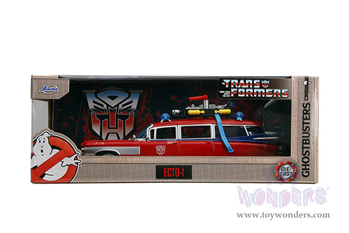 Jada Toys - Hollywood Rides | Ghostbusters™ Ecto-1™ Cadillac Ambulance TRANSFORMERS® Mash-up (1959, 1/24 scale diecast model car, Red) 35466