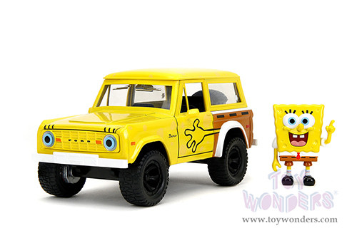 Jada Toys - Hollywood Rides | Ford Bronco with SpongeBob Squarepants Diecast Figure (1973, 1/24, diecast model car, Yellow/Brown) 35467