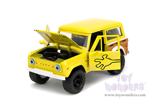 Jada Toys - Hollywood Rides | Ford Bronco with SpongeBob Squarepants Diecast Figure (1973, 1/24, diecast model car, Yellow/Brown) 35467
