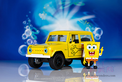 Jada Toys - Hollywood Rides | Ford Bronco with SpongeBob Squarepants Diecast Figure (1973, 1/24, diecast model car, Yellow/Brown) 35467