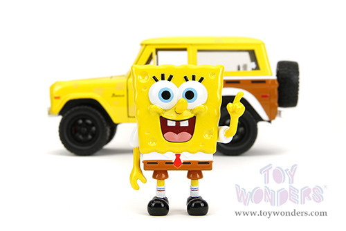Jada Toys - Hollywood Rides | Ford Bronco with SpongeBob Squarepants Diecast Figure (1973, 1/24, diecast model car, Yellow/Brown) 35467