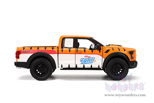 Jada Toys - Hollywood Rides | Ford F-150 Raptor Pickup with Frosted Flakes Tony the Tiger Diecast Figure (2017, 1/24, diecast model car, Orange/White) 35470