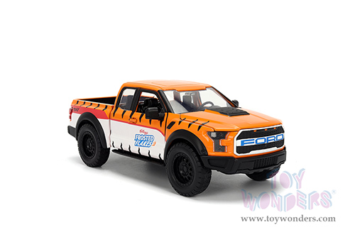 Jada Toys - Hollywood Rides | Ford F-150 Raptor Pickup with Frosted Flakes Tony the Tiger Diecast Figure (2017, 1/24, diecast model car, Orange/White) 35470