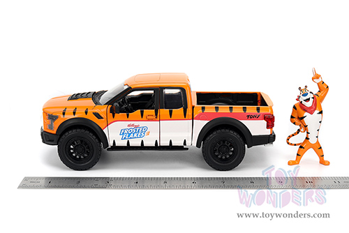 Jada Toys - Hollywood Rides | Ford F-150 Raptor Pickup with Frosted Flakes Tony the Tiger Diecast Figure (2017, 1/24, diecast model car, Orange/White) 35470