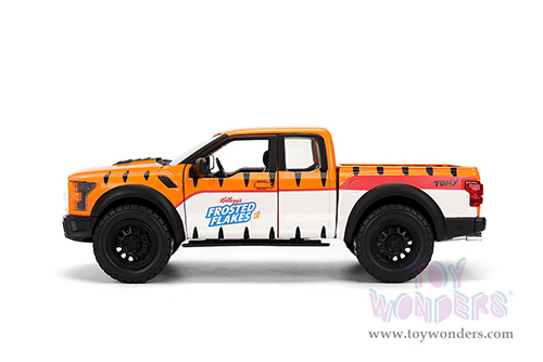 Jada Toys - Hollywood Rides | Ford F-150 Raptor Pickup with Frosted Flakes Tony the Tiger Diecast Figure (2017, 1/24, diecast model car, Orange/White) 35470