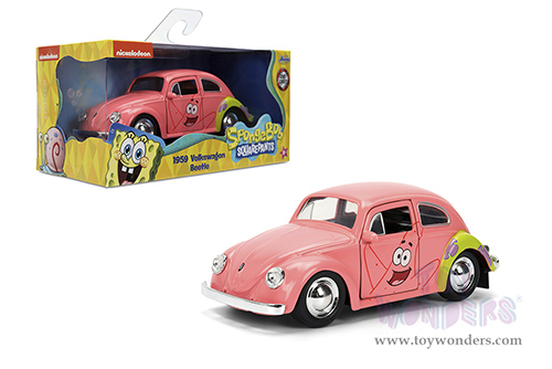 Jada Toys - Hollywood Rides | Volkswagen Beetle "Patrick Star" SpongeBob Squarepants (1959, 1/32 scale diecast model car, Livery Pink) 35479