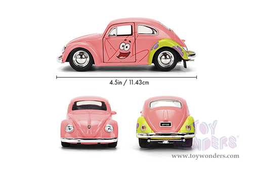 Jada Toys - Hollywood Rides | Volkswagen Beetle "Patrick Star" SpongeBob Squarepants (1959, 1/32 scale diecast model car, Livery Pink) 35479