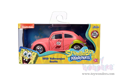 Jada Toys - Hollywood Rides | Volkswagen Beetle "Patrick Star" SpongeBob Squarepants (1959, 1/32 scale diecast model car, Livery Pink) 35479