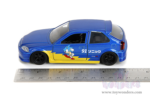 Jada Toys - Hollywood Rides | Honda Civic Type R "Sonic the Hedgehog" (1997, 1/32 scale diecast model car, Blue) 35482