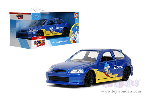 Jada Toys - Hollywood Rides | Honda Civic Type R "Sonic the Hedgehog" (1997, 1/32 scale diecast model car, Blue) 35482