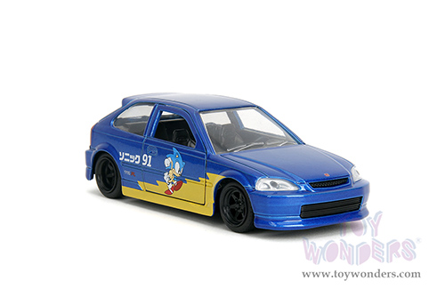 Jada Toys - Hollywood Rides | Honda Civic Type R "Sonic the Hedgehog" (1997, 1/32 scale diecast model car, Blue) 35482
