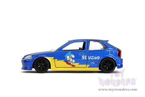 Jada Toys - Hollywood Rides | Honda Civic Type R "Sonic the Hedgehog" (1997, 1/32 scale diecast model car, Blue) 35482