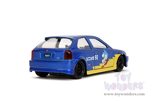 Jada Toys - Hollywood Rides | Honda Civic Type R "Sonic the Hedgehog" (1997, 1/32 scale diecast model car, Blue) 35482