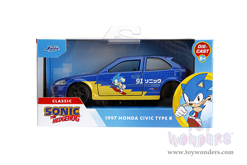 Jada Toys - Hollywood Rides | Honda Civic Type R "Sonic the Hedgehog" (1997, 1/32 scale diecast model car, Blue) 35482