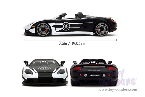 Jada Toys Hyper-Spec - Porsche Carrera GT Convertible #05 (1/24, diecast model car, Black/White) 35490