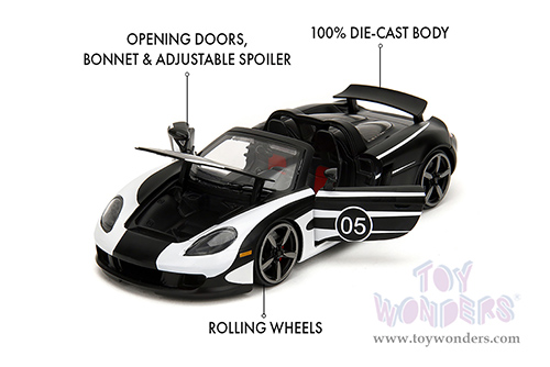 Jada Toys Hyper-Spec - Porsche Carrera GT Convertible #05 (1/24, diecast model car, Black/White) 35490