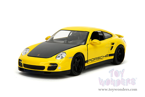 Jada Toys Hyper-Spec - Porsche 911 Turbo (997) (1/24, diecast model car, Yellow/Black Hood) 35493