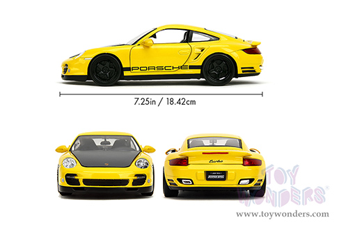 Jada Toys Hyper-Spec - Porsche 911 Turbo (997) (1/24, diecast model car, Yellow/Black Hood) 35493