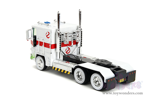 Jada Toys - Hollywood Rides | TRANSFORMERS G1 Optimus Prime® Truck Ghostbusters Ecto-1 Crossover (1/24, diecast model car, White) 35572