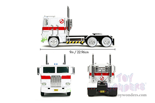 Jada Toys - Hollywood Rides | TRANSFORMERS G1 Optimus Prime® Truck Ghostbusters Ecto-1 Crossover (1/24, diecast model car, White) 35572