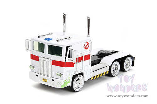 Jada Toys - Hollywood Rides | TRANSFORMERS G1 Optimus Prime® Truck Ghostbusters Ecto-1 Crossover (1/24, diecast model car, White) 35572