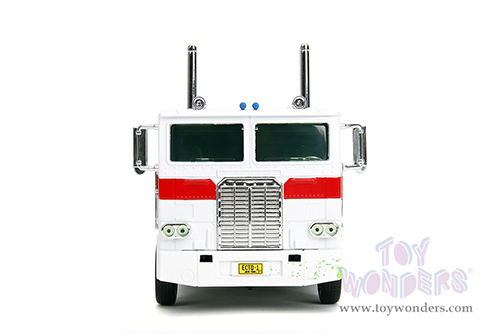 Jada Toys - Hollywood Rides | TRANSFORMERS G1 Optimus Prime® Truck Ghostbusters Ecto-1 Crossover (1/24, diecast model car, White) 35572