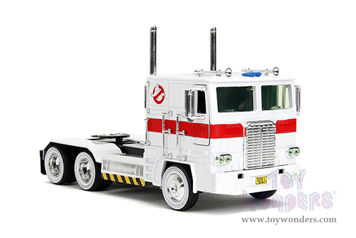 Jada Toys - Hollywood Rides | TRANSFORMERS G1 Optimus Prime® Truck Ghostbusters Ecto-1 Crossover (1/24, diecast model car, White) 35572