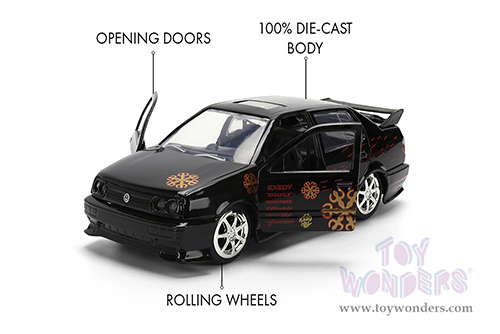 Jada Toys Fast & Furious - Volkswagen Jetta "Fast & Furious Remix - 25th Anniversary" (1995, 1/32 scale diecast model car, Black) 35628