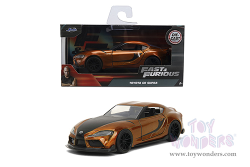 Jada Toys Fast & Furious - Toyota Supra F9 (2020, 1/32 scale diecast model car, Candy Orange/W Black Stripes) 35632
