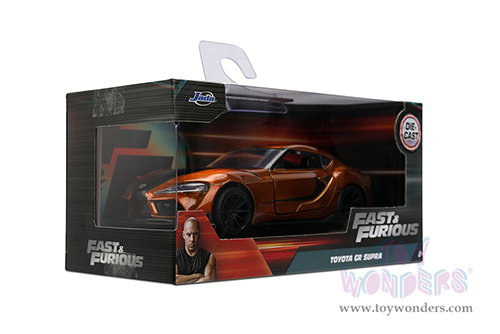 Jada Toys Fast & Furious - Toyota Supra F9 (2020, 1/32 scale diecast model car, Candy Orange/W Black Stripes) 35632