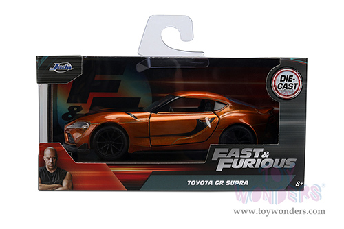 Jada Toys Fast & Furious - Toyota Supra F9 (2020, 1/32 scale diecast model car, Candy Orange/W Black Stripes) 35632