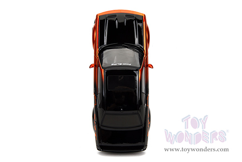 Jada Toys Pink Slips - Dodge Challenger SRT Hellcat Redeye Widebody with Display Base (2015, 1/18 scale diecast model car, Orange/Black) 35722