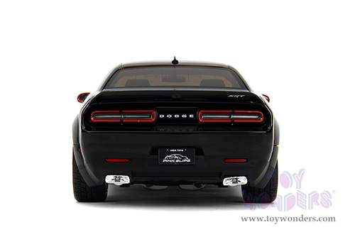 Jada Toys Pink Slips - Dodge Challenger SRT Hellcat Redeye Widebody with Display Base (2015, 1/18 scale diecast model car, Orange/Black) 35722