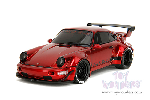 Jada Toys Pink Slips - Rauh-Welt Begriff (RWB) Body Kit with Display Base (1/18 scale diecast model car, Blue/Black with Pink stripes) 35726