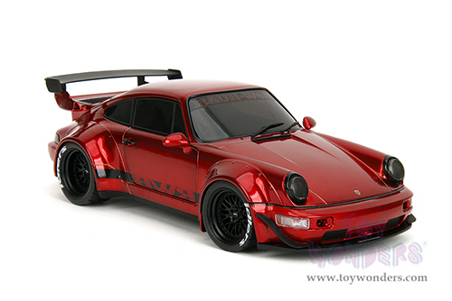 Jada Toys Pink Slips - Rauh-Welt Begriff (RWB) Body Kit with Display Base (1/18 scale diecast model car, Blue/Black with Pink stripes) 35726