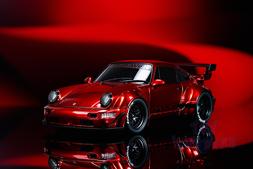 Jada Toys Pink Slips - Rauh-Welt Begriff (RWB) Body Kit with Display Base (1/18 scale diecast model car, Blue/Black with Pink stripes) 35726