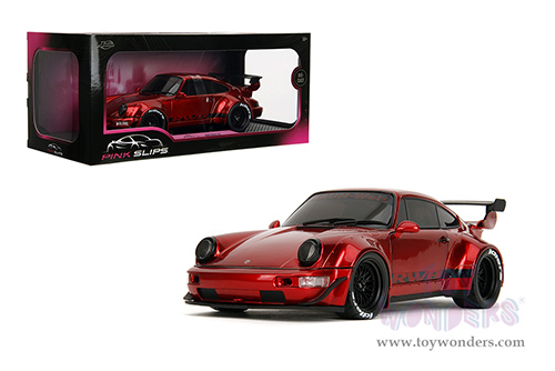 Jada Toys Pink Slips - Rauh-Welt Begriff (RWB) Body Kit with Display Base (1/18 scale diecast model car, Blue/Black with Pink stripes) 35726