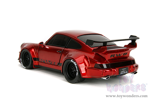 Jada Toys Pink Slips - Rauh-Welt Begriff (RWB) Body Kit with Display Base (1/18 scale diecast model car, Blue/Black with Pink stripes) 35726