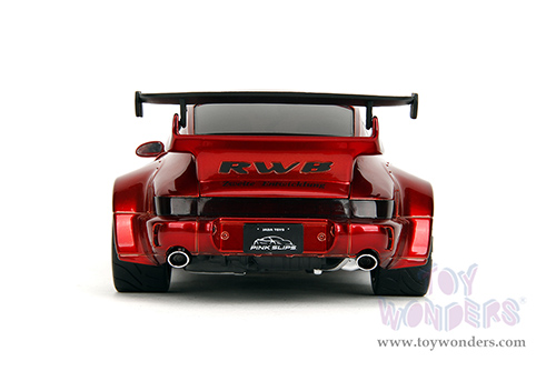 Jada Toys Pink Slips - Rauh-Welt Begriff (RWB) Body Kit with Display Base (1/18 scale diecast model car, Blue/Black with Pink stripes) 35726