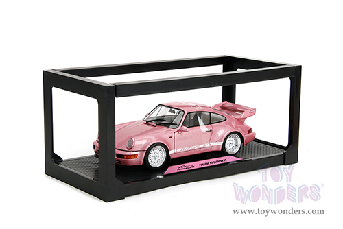 Jada Toys Pink Slips - Porsche 911 Carrera RS (964) with Display Base (1/18 scale diecast model car, Metallic Pink/w White stripes) 35727