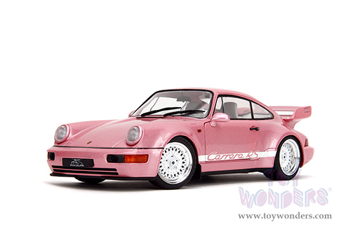 Jada Toys Pink Slips - Porsche 911 Carrera RS (964) with Display Base (1/18 scale diecast model car, Metallic Pink/w White stripes) 35727