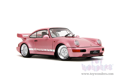 Jada Toys Pink Slips - Porsche 911 Carrera RS (964) with Display Base (1/18 scale diecast model car, Metallic Pink/w White stripes) 35727