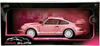 Jada Toys Pink Slips - Porsche 911 Carrera RS (964) with Display Base (1/18 scale diecast model car, Metallic Pink/w White stripes) 35727