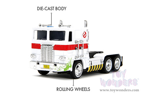 Jada Toys - Hollywood Rides | TRANSFORMERS G1 Optimus Prime® Truck Ghostbusters Ecto-1 Crossover (1/32, diecast model car, White) 35862