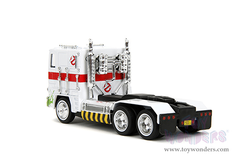 Jada Toys - Hollywood Rides | TRANSFORMERS G1 Optimus Prime® Truck Ghostbusters Ecto-1 Crossover (1/32, diecast model car, White) 35862