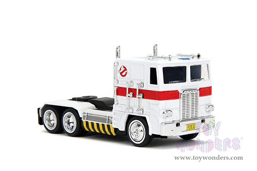 Jada Toys - Hollywood Rides | TRANSFORMERS G1 Optimus Prime® Truck Ghostbusters Ecto-1 Crossover (1/32, diecast model car, White) 35862