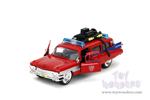 Jada Toys - Hollywood Rides | Ghostbusters™ Ecto-1™ Cadillac Ambulance TRANSFORMERS® Mash-up (1959, 1/32 scale diecast model car, Red) 35863