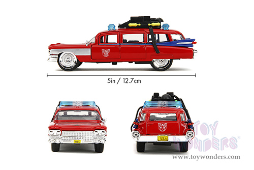 Jada Toys - Hollywood Rides | Ghostbusters™ Ecto-1™ Cadillac Ambulance TRANSFORMERS® Mash-up (1959, 1/32 scale diecast model car, Red) 35863