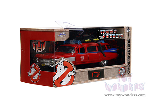 Jada Toys - Hollywood Rides | Ghostbusters™ Ecto-1™ Cadillac Ambulance TRANSFORMERS® Mash-up (1959, 1/32 scale diecast model car, Red) 35863